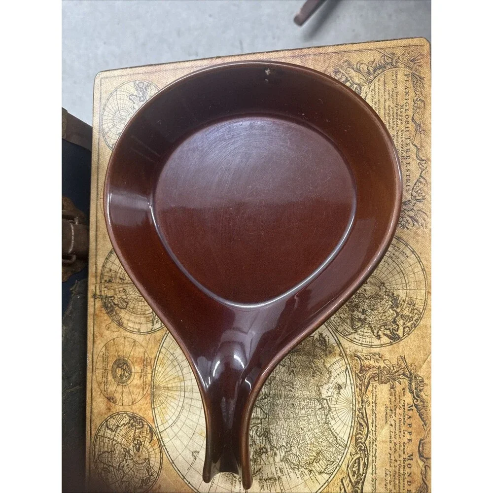 Vintage Bel Terr USA Brown Pottery Glazed Stoneware Skillet Casserole Dish